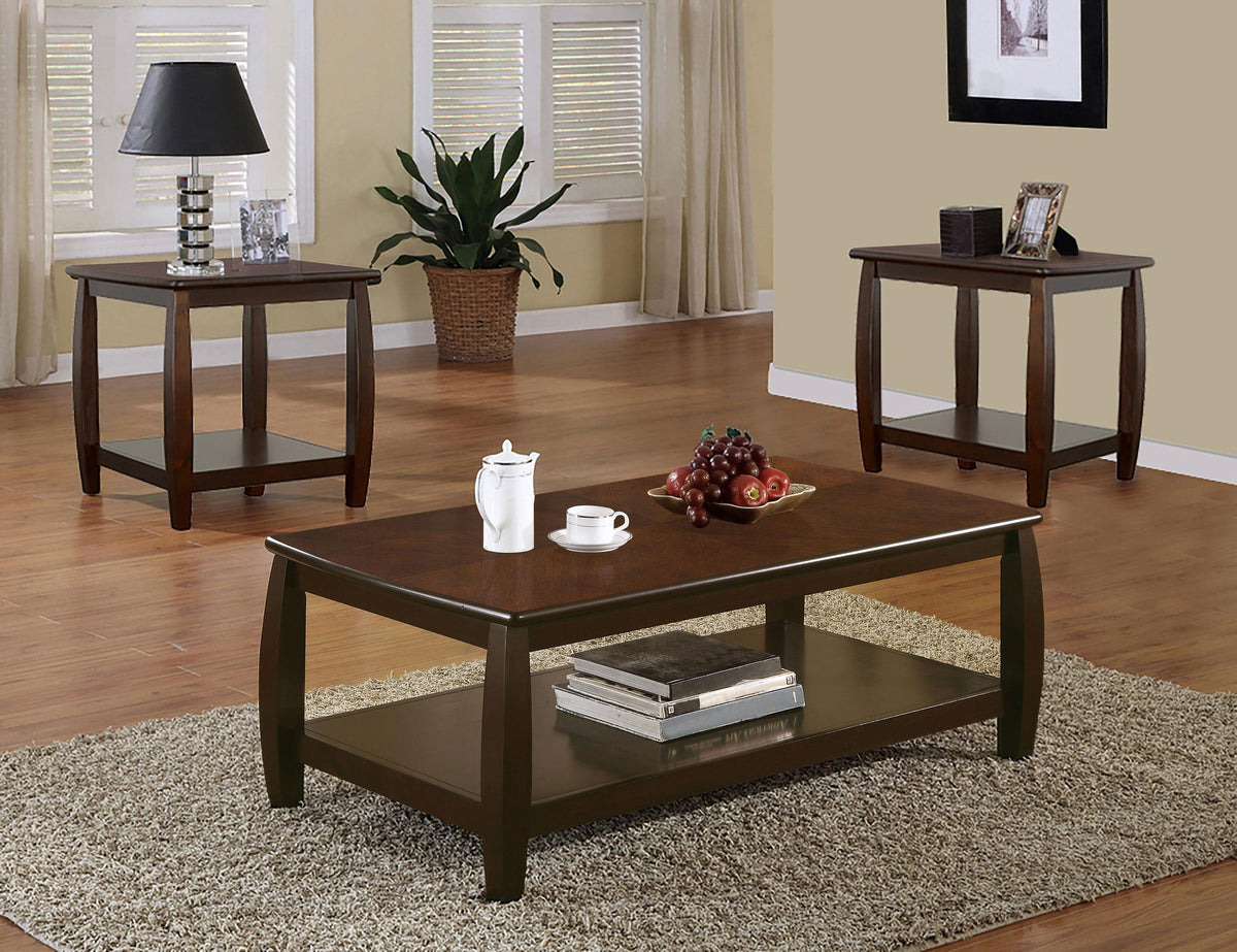 Coaster Dixon 3-piece Rectangular Wood Coffee Table Set Espresso