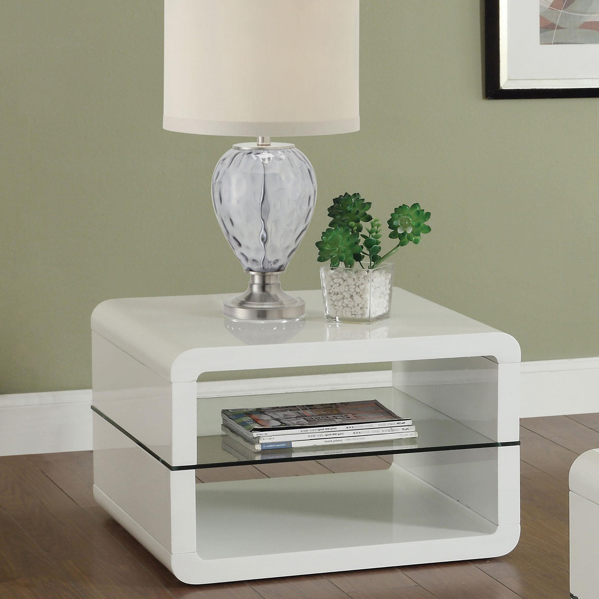 Coaster Elana 1-shelf Rectangular Side End Table White High Gloss