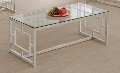 Coaster Merced Rectangular Glass Top Coffee Table Nickel