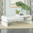 Coaster Airell Rectangular Coffee Table with Shelf White High Gloss
