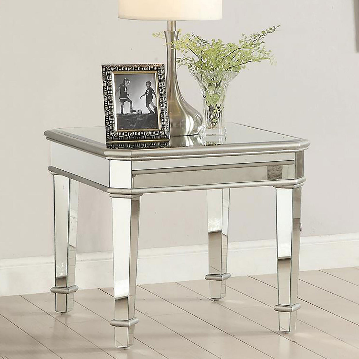 Coaster Eisley Square Mirrored Accent Side Table Silver