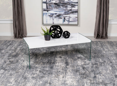 Coaster Opal Rectangular Glass Frame Coffee Table White High Gloss