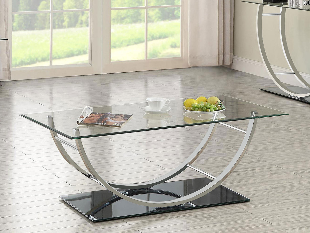 Coaster Danville Rectangular U-Shaped Glass Top Coffee Table Chrome