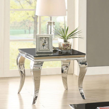 Coaster Carone Square End Table Chrome and Black