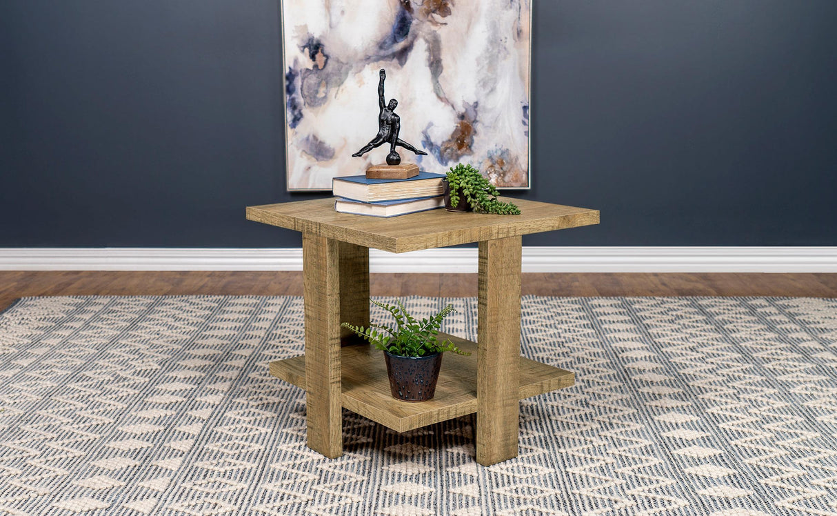 Coaster Dawn Square Engineered Wood End Table Mango Brown