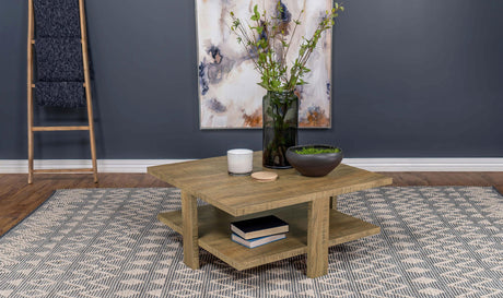 Coaster Dawn Square Engineered Wood Coffee Table Mango Brown