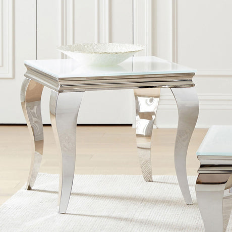 Coaster Carone Square End Table White and Chrome