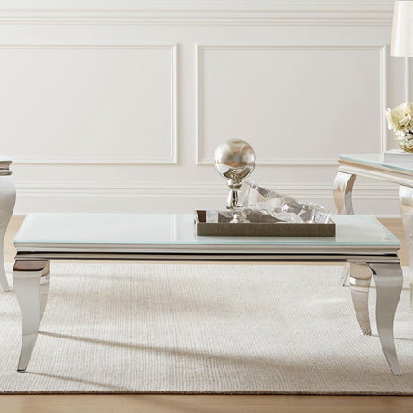 Coaster Carone Rectangular Glass Top Coffee Table White and Chrome
