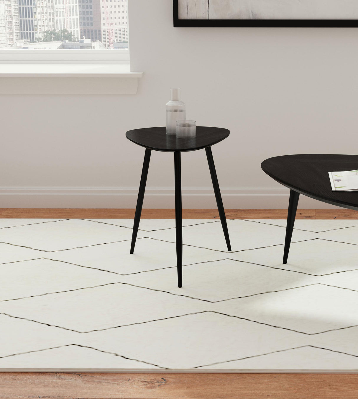 Coaster Odessa Triangular Solid Wood End Table Black