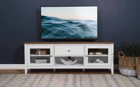 Coaster Hollis 2-door Wood 67" TV Stand with Drawer Brown and White