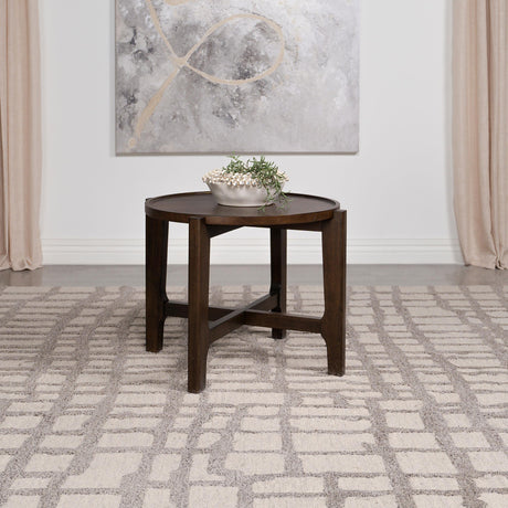 Coaster Cota Round Solid Wood End Table Dark Brown