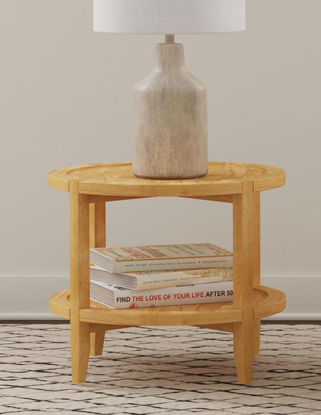 Coaster Camillo Round Solid Wood Side End Table Maple Brown