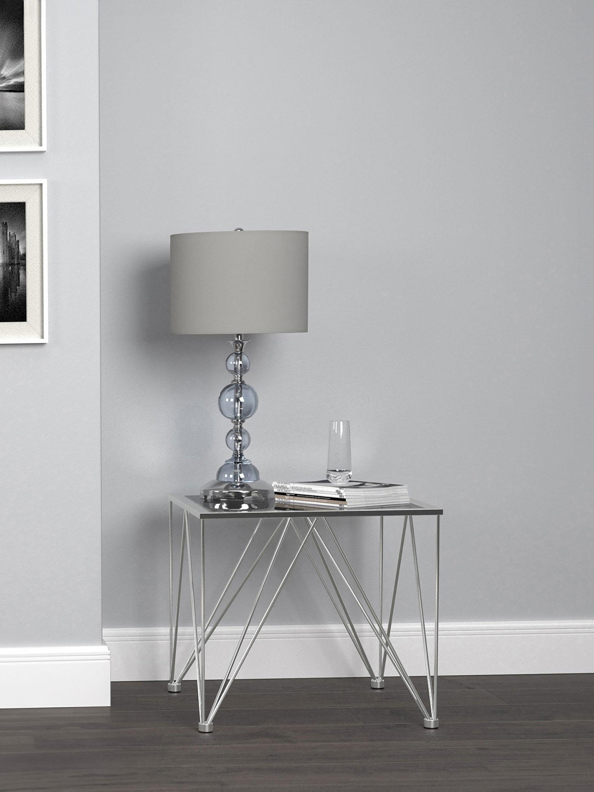 Coaster Chalet Square Smoked Glass Top End Table Chrome