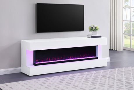 Coaster Vallerie 71" TV Stand with Visual Flame Box White