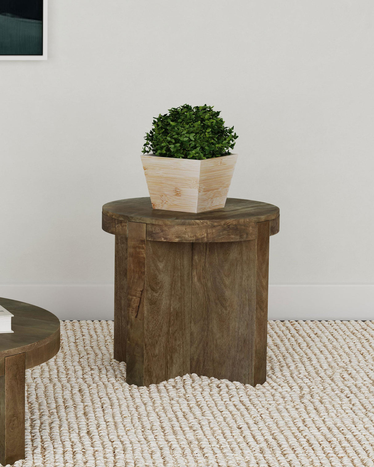 Coaster Kinkaid Round Solid Mango Wood End Table Brown