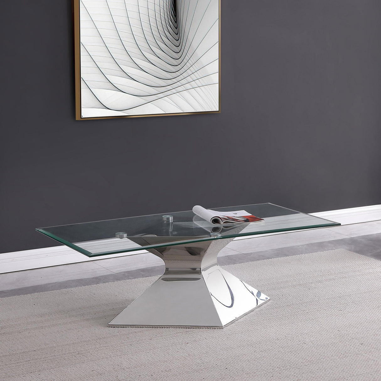 Coaster Jenny Glass Top Stainless Steel Coffee Table Chrome