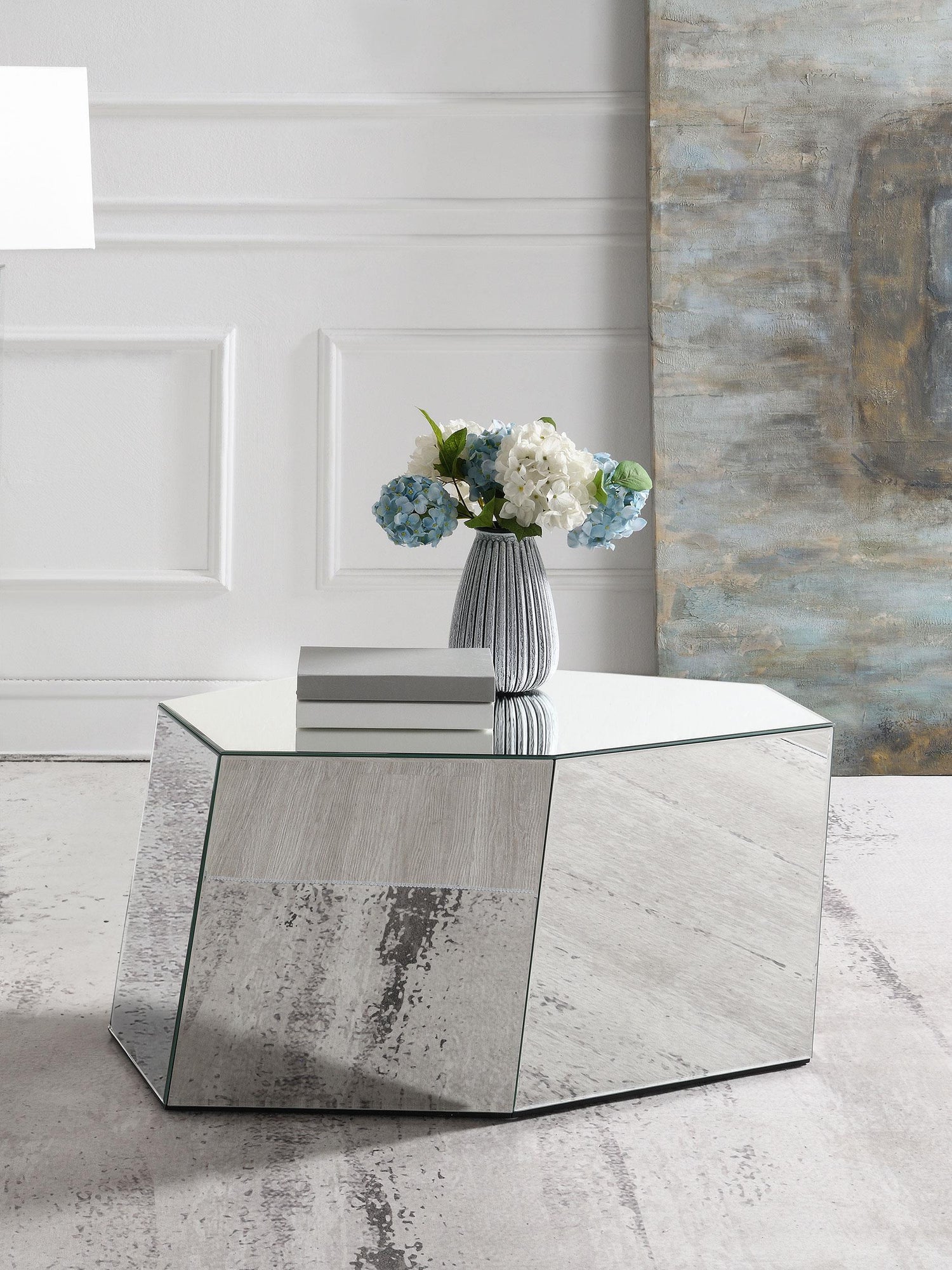 Coaster Capella Mirrored Abstract Geometric Coffee Table Silver