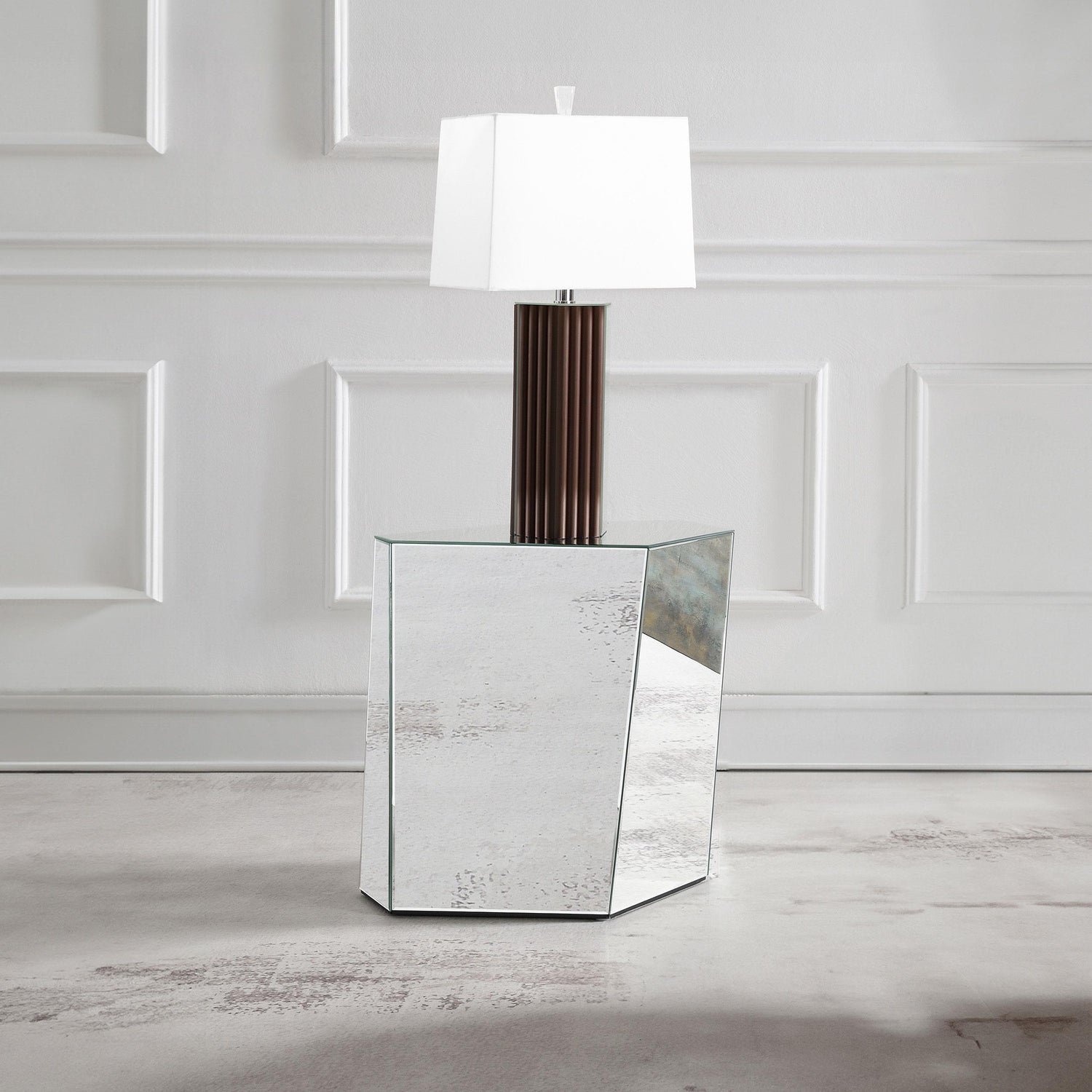 Coaster Capella Mirrored Abstract Geometric End Table Silver