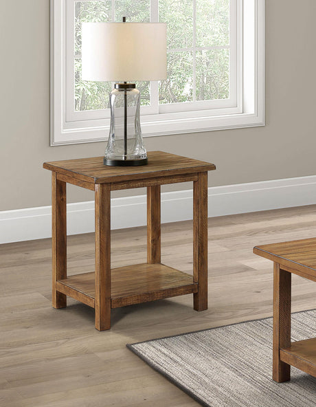 Coaster Payne Wood End Table with Shelf Distressed Brown