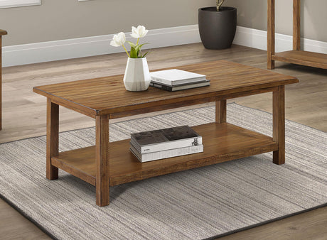 Coaster Payne Wood Coffee Table with Shelf Distressed Brown