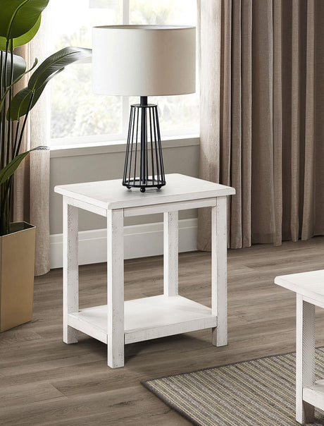 Coaster Payne Wood End Table with Shelf White