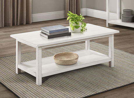 Coaster Payne Wood Coffee Table with Shelf White