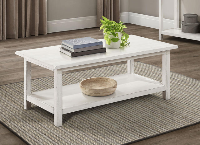 Coaster Payne Wood Coffee Table with Shelf White