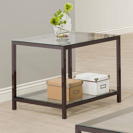 Coaster Trini 1-shelf Glass Top Side End Table Black Nickel