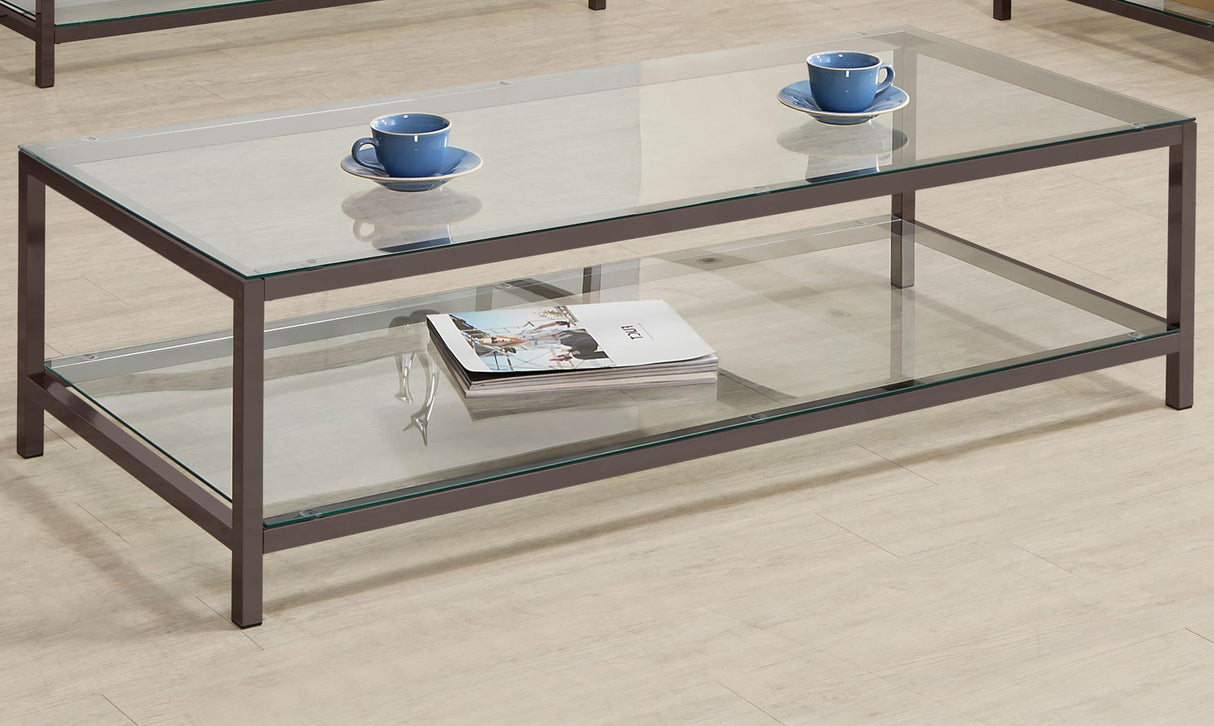 Coaster Trini 1-shelf Glass Top Coffee Table Black Nickel