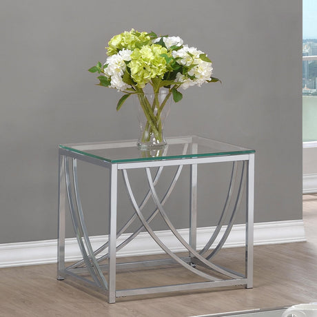 Coaster Lille Square Glass Top Side End Table Chrome