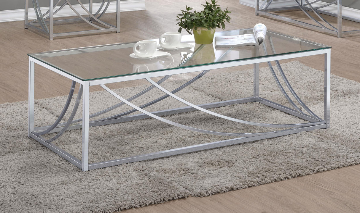 Coaster Lille Rectangular Glass Top Coffee Table Chrome