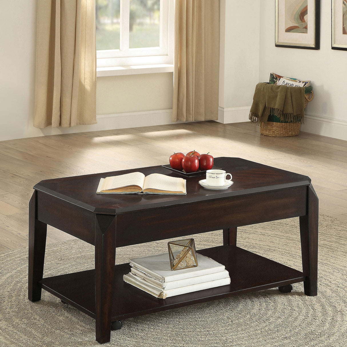Coaster Baylor Rectangular Lift Top Coffee Table with Casters Walnut