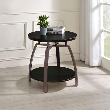 Coaster Dacre Round Engineered Wood Top Side End Table Dark Grey
