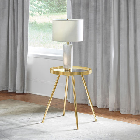 Coaster Kaelyn Round Mirror Top End Table Gold