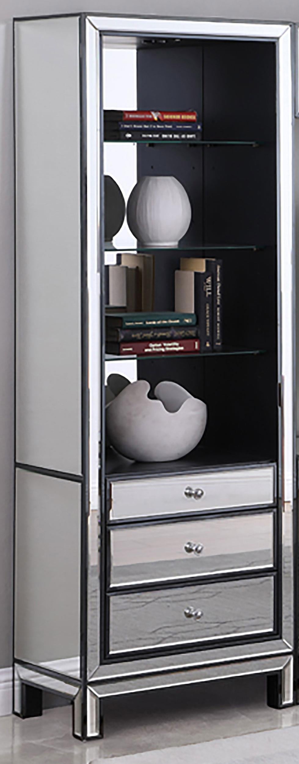 Coaster 3-drawer Media Tower Black Titanium and Silver