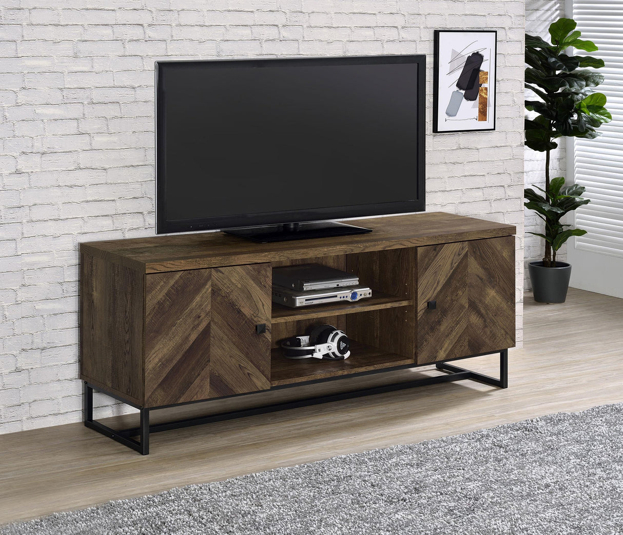 Coaster Myles 2-door Engineered Wood 60" TV Stand Rustic Oak