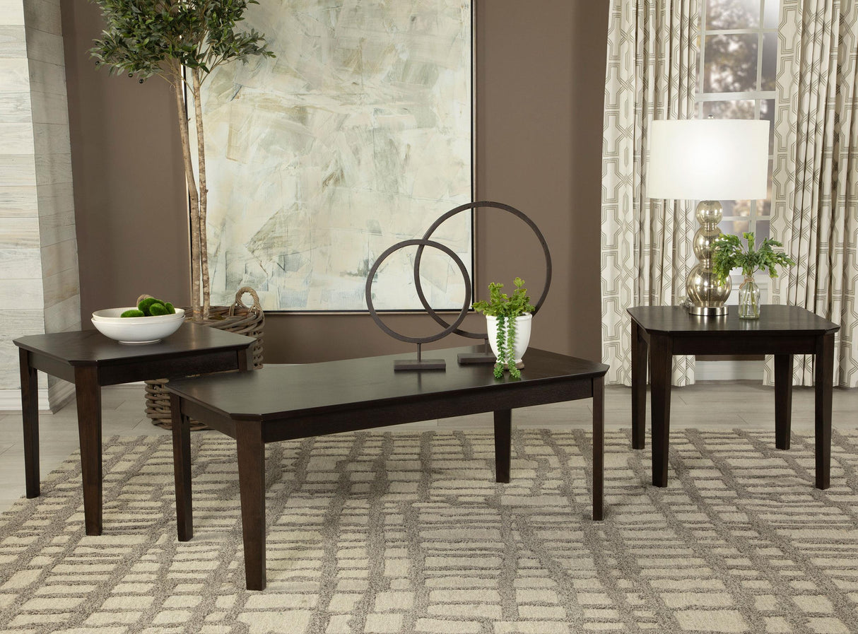 Coaster Amaro 3-piece Coffee and End Table Set Dark Brown