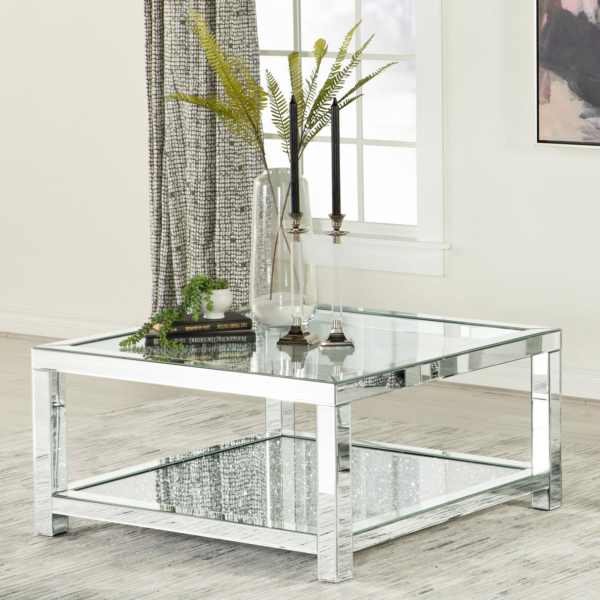Coaster Valentina 1-shelf Square Glass Top Coffee Table Silver