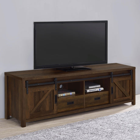 Coaster Madra 2-door Engineered Wood 79" TV Stand Dark Pine
