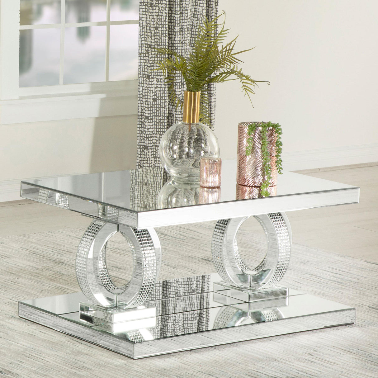 Coaster Breena Rectangular Mirrored Acrylic Coffee Table Silver