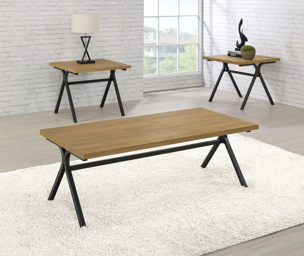 Coaster Colmar 3-piece Engineered Wood Coffee Table Set Golden Oak