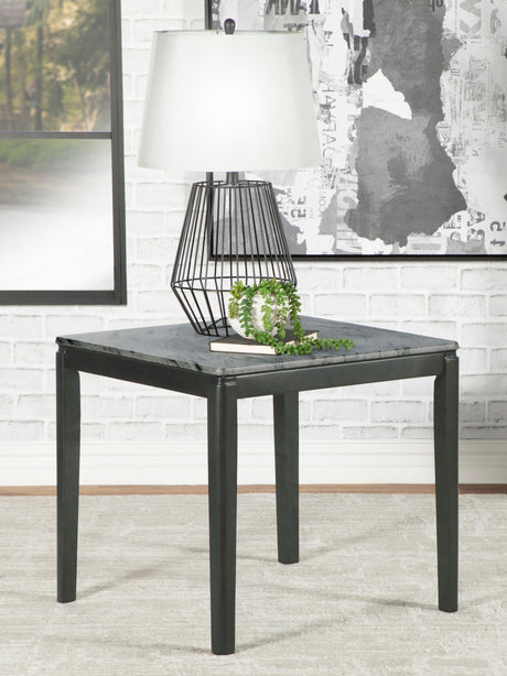 Coaster Mozzi Square Faux Marble Side End Table Grey and Black