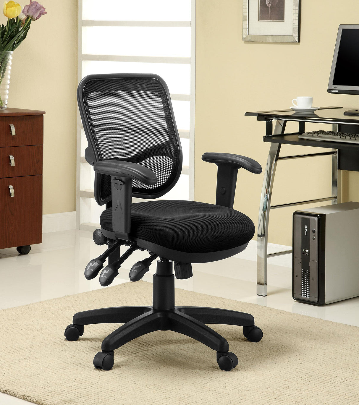 Coaster Rollo Upholstered Adjustable Ergonomic Office Chair Black