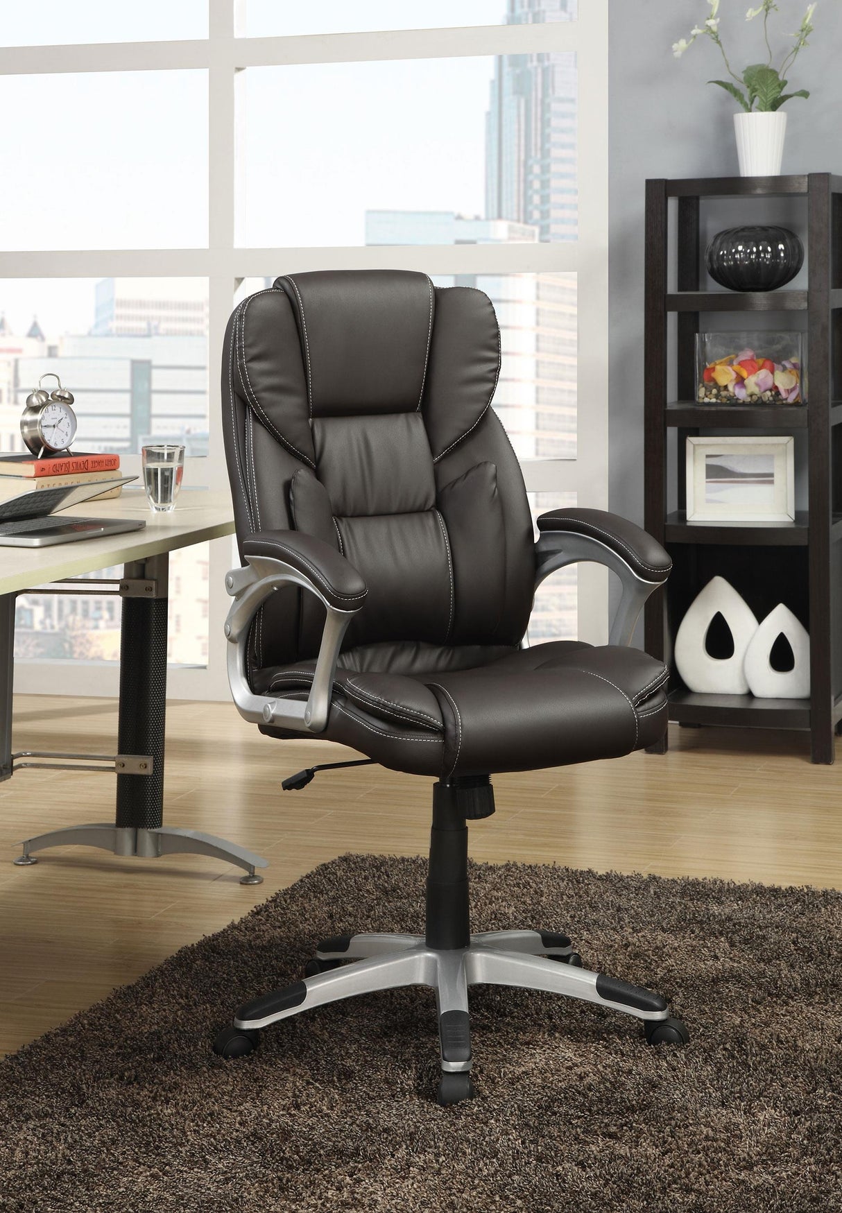 Coaster Kaffir Upholstered Adjustable Office Desk Chair Dark Brown