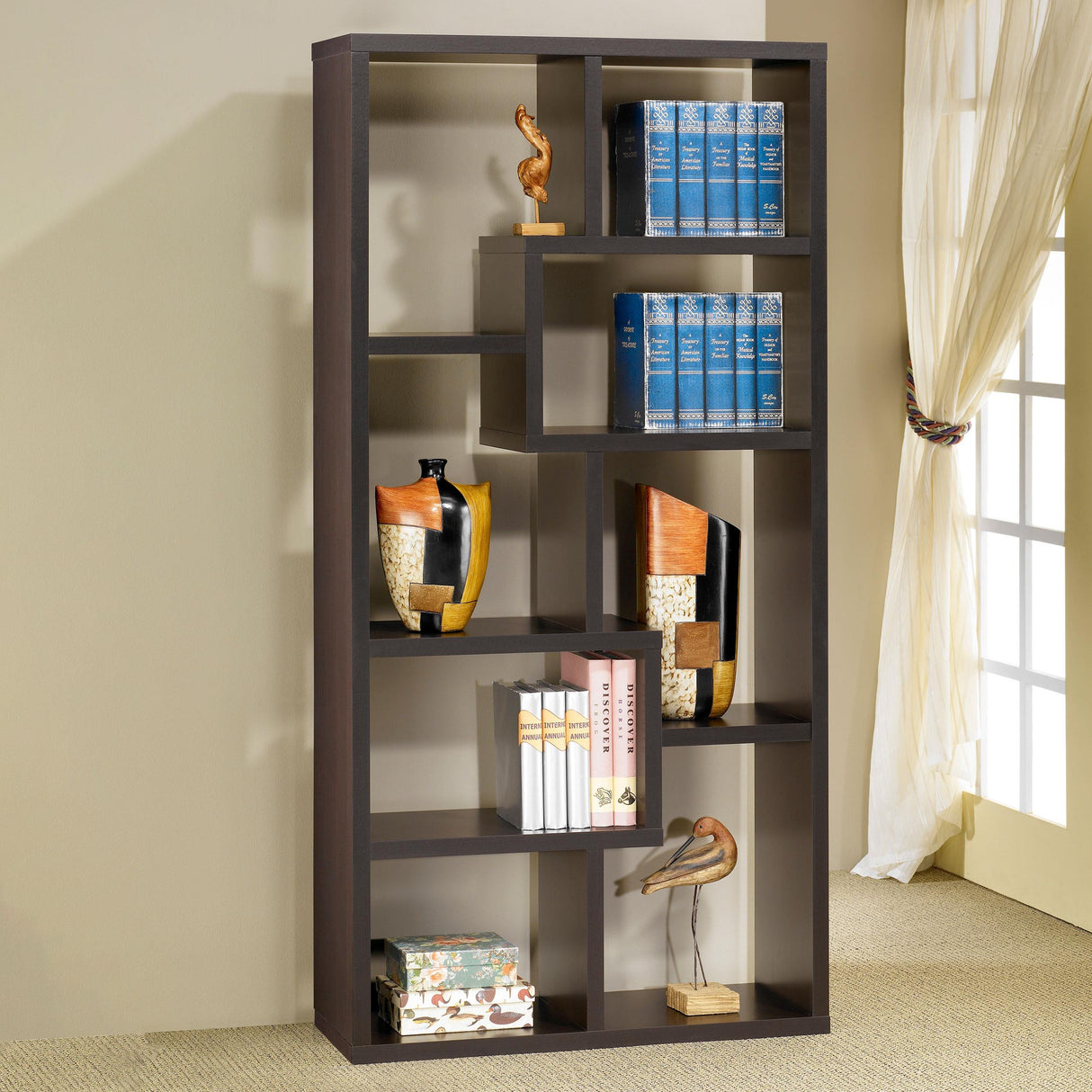 Coaster Theo 71-inch 6-shelf Bookshelf Cappuccino