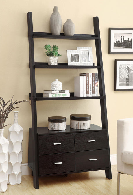 Coaster Colella 72-inch 5-shelf Storage Ladder Bookshelf Cappuccino