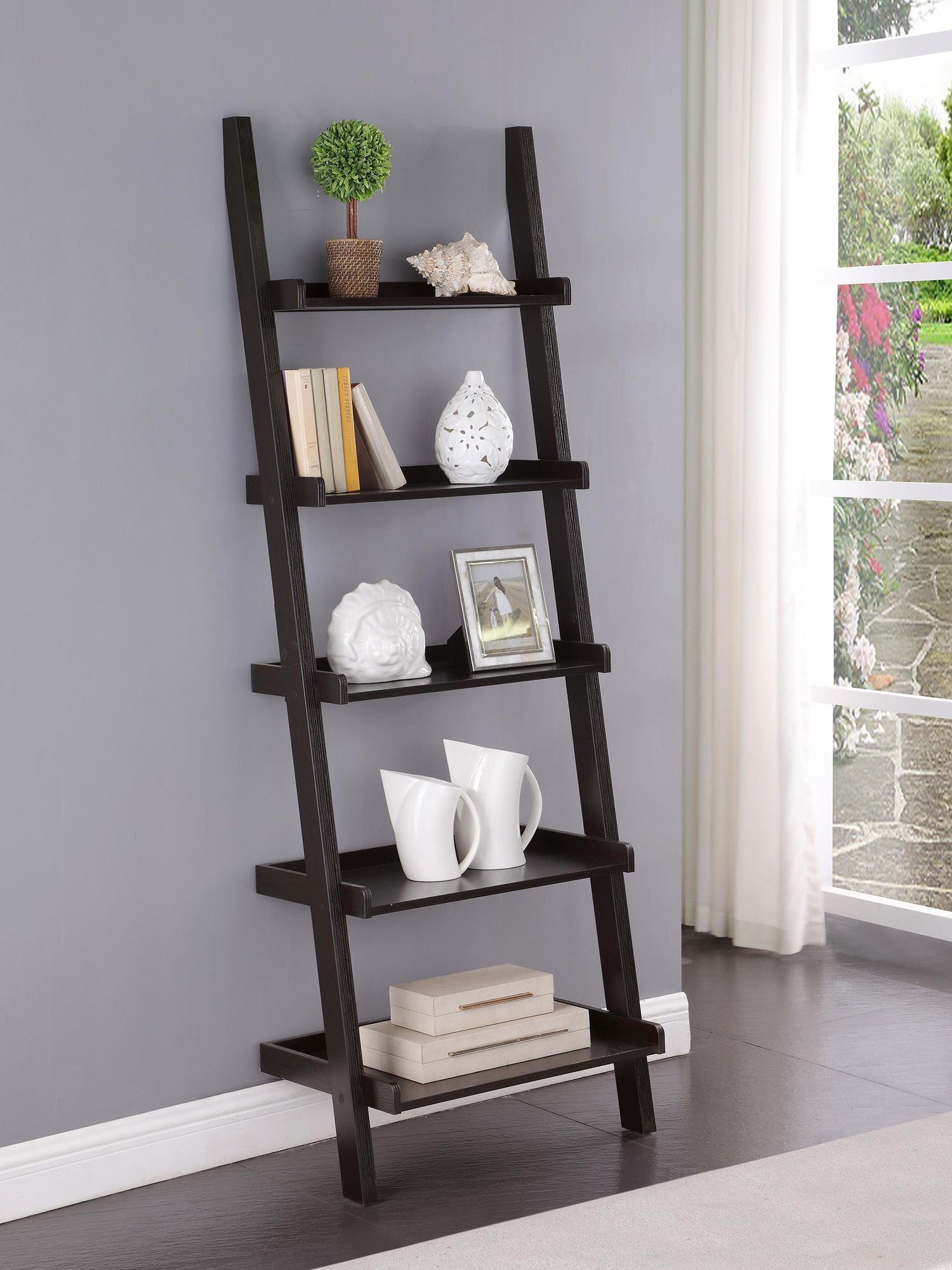 Coaster Colella 72-inch 5-shelf Ladder Bookshelf Cappuccino