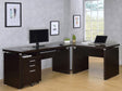 Coaster Skylar L-Shape Desk with Mobile File Cabinet Cappuccino