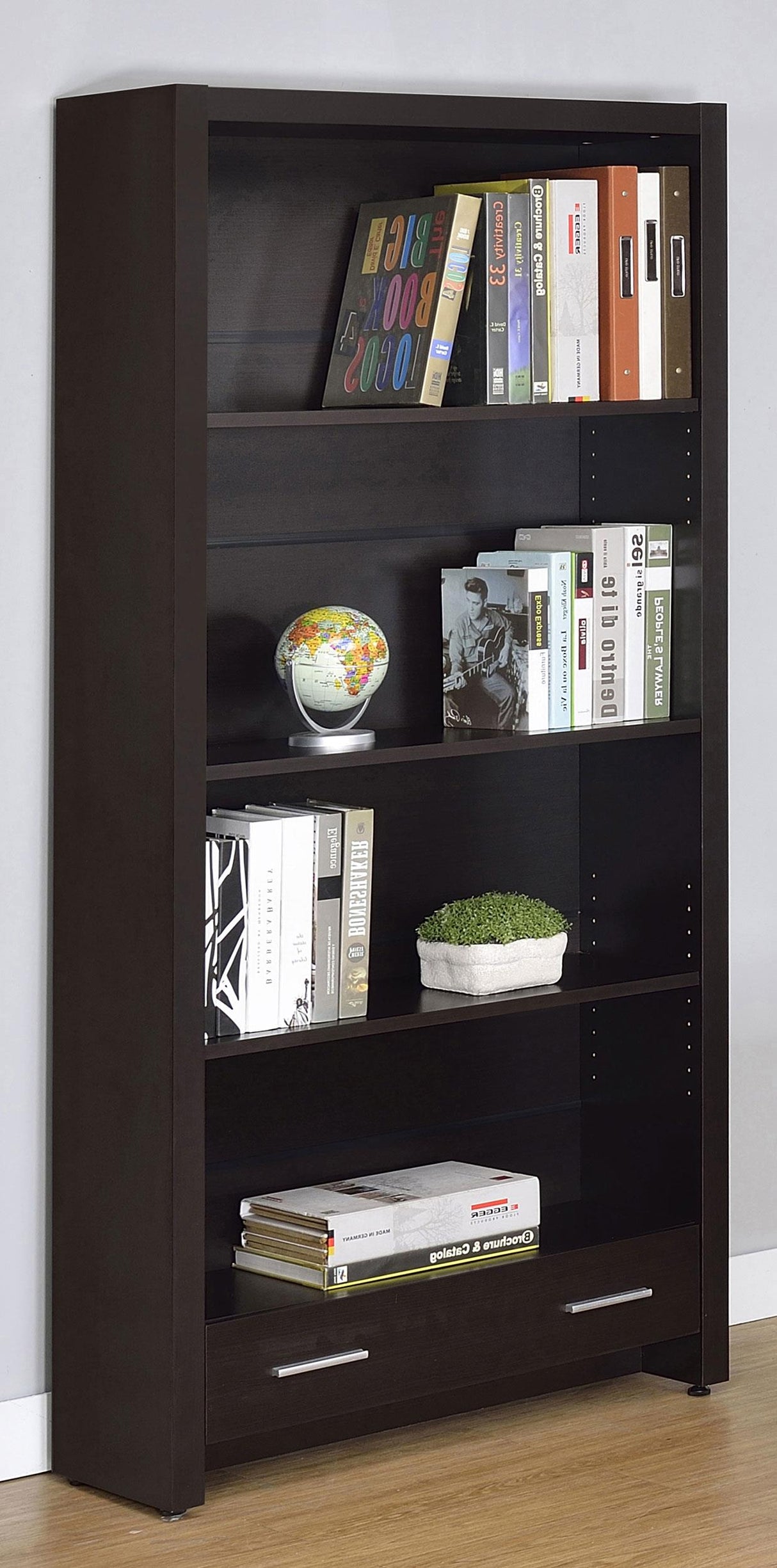 Coaster Skylar 71-inch 5-shelf Bookcase with Drawer Cappuccino