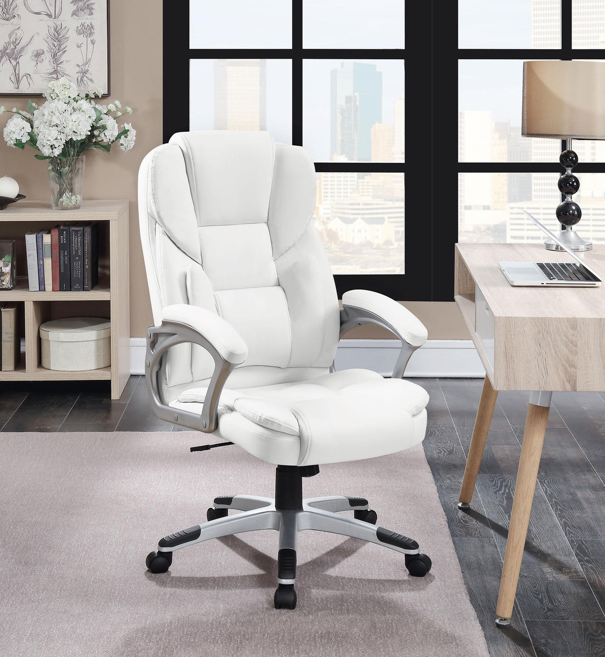 Coaster Kaffir Upholstered Adjustable Home Office Desk Chair White